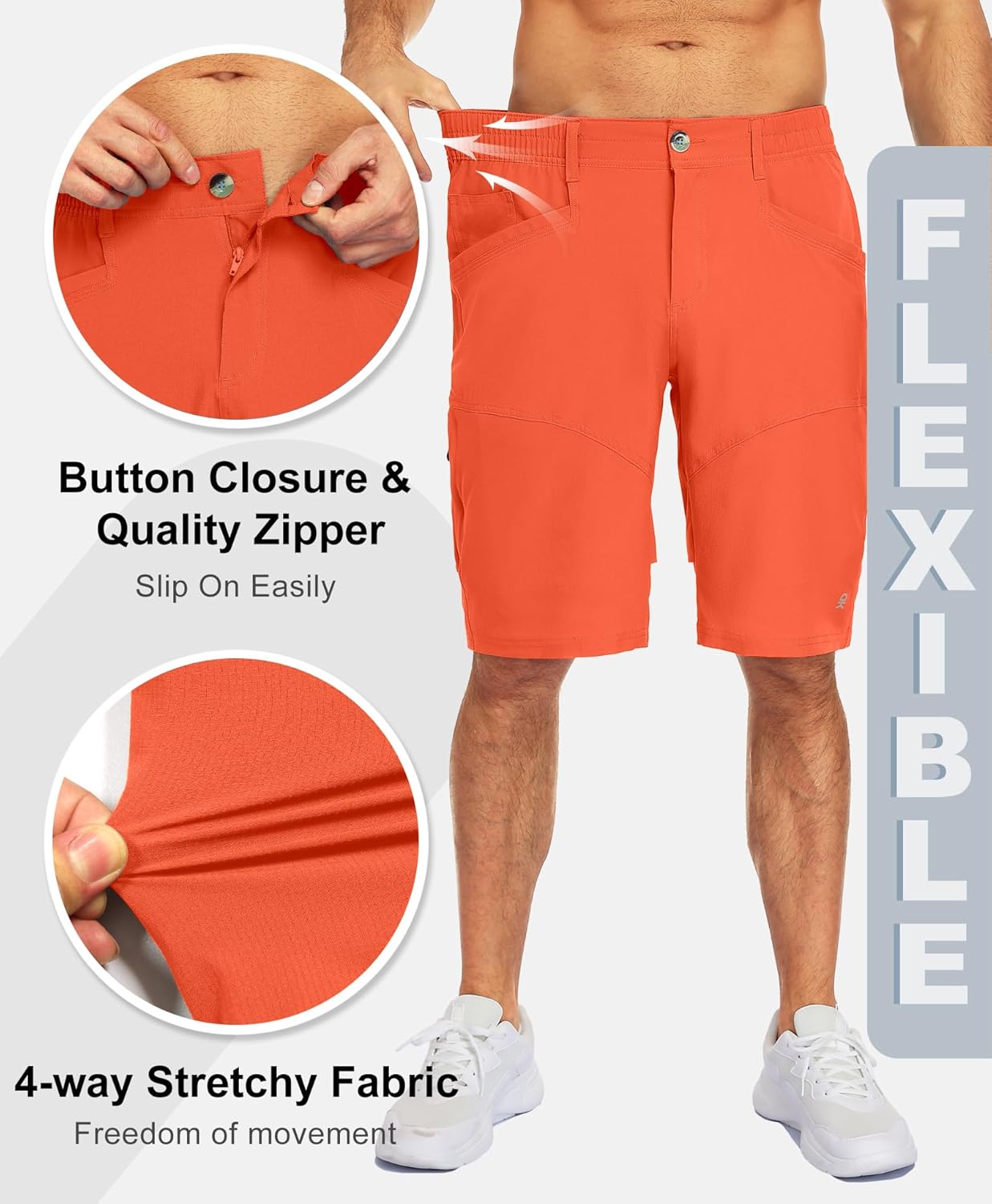 Little Donkey Andy Men's Hiking Cargo Shorts Quick Dry Waterproof Lightweight Golf Shorts Stretch Casual Short with 9 Pockets