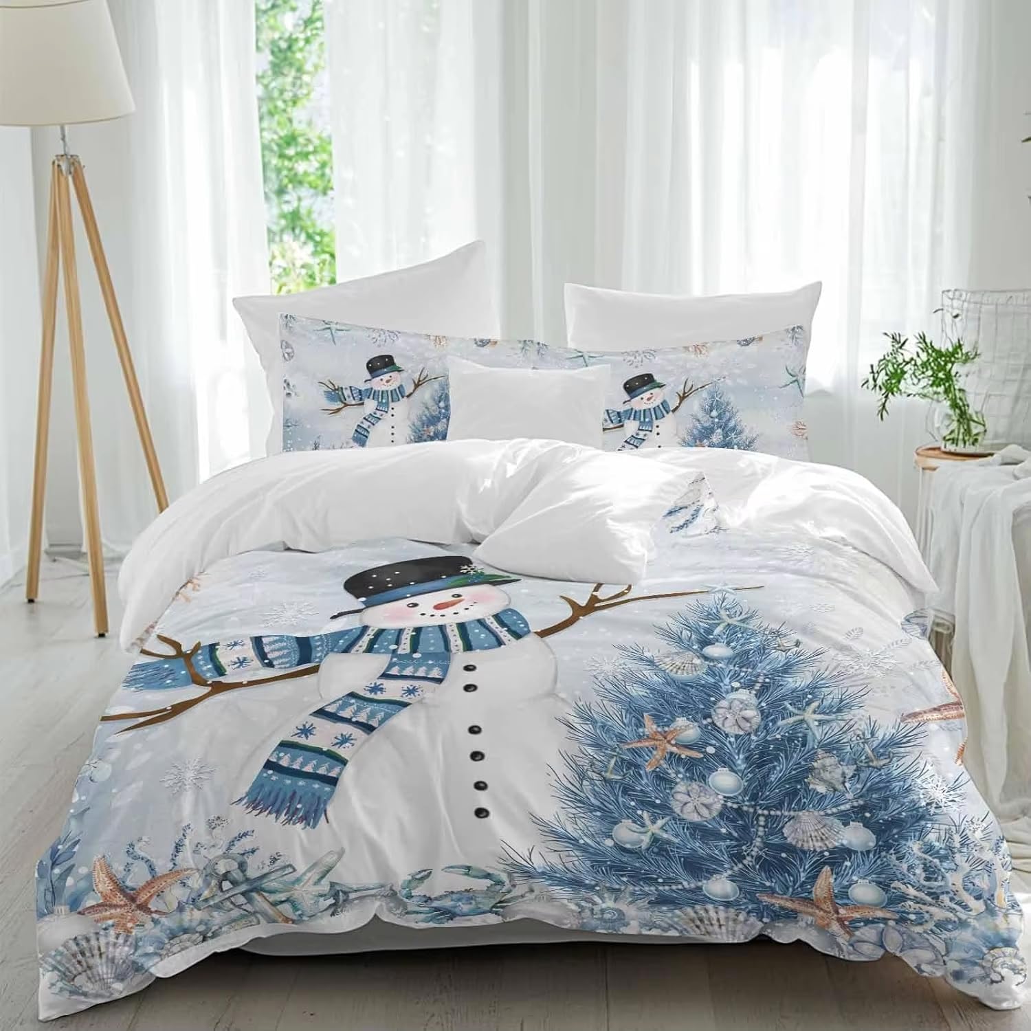 Housse de couette Noël 200x200 avec taies motif sapin