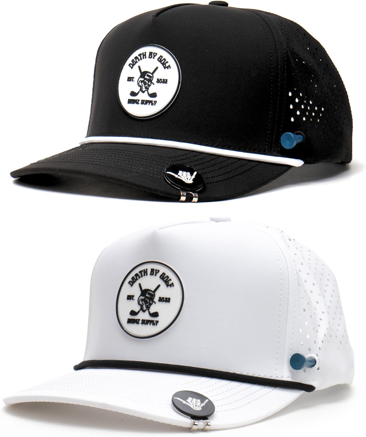 BRIMZ Golf Performance Hat - Tee Holder & Magnetic Ball Marker - Breathable, Sweat & Water Resistant Golfing Snapback Hat