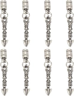 CHGCRAFT 8Pcs Alloy Bolo Tie Tips Vintage Bolo Tie Tips for Crafting Jewelry Findings Making Accessory for DIY Bolo tie Necklace Bracelet Jewelry Making, Antique Silver, Inner Diameter 5mm