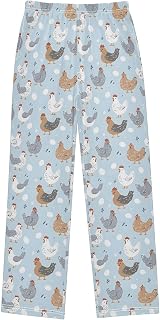 Cute Chicken Hen Egg Blue Pajama Pants Long Sleep Pants Soft Pajama Bottoms With Pockets Loungewear