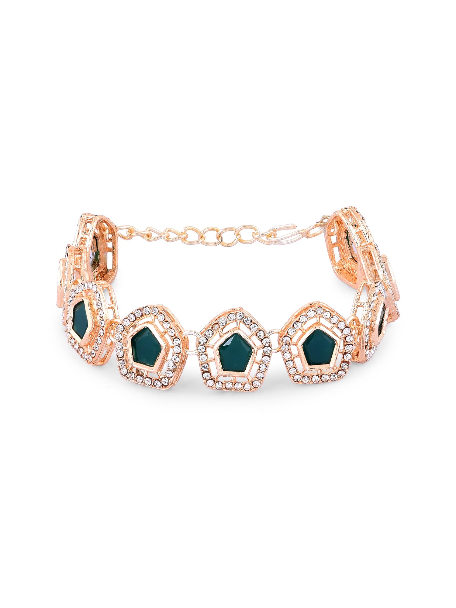 ZAVERI PEARLS Green Pentagon Stones & Dazzling Austrian Diamond Ethnic Bracelet For Women-ZPFK16411 (B0CGHQRBBR) Amazon Price History, Amazon Price Tracker