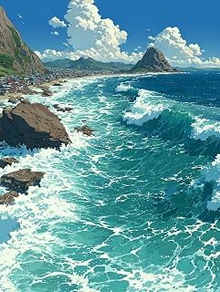 Ocean Waves 5D Diamond Art Kits for Adults, View DIY Diamond Art Painting, 5D Full Drill Dimond Painting Accessories, Hobbies for Women, DIY Crafts for Adults Kit, for Home Decor, Gifts 12x16in 8-3851