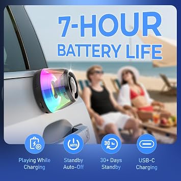 Magnetic Bluetooth Speaker, Mini Speaker, Teen Gift Ideas, Loudspeaker with Bass Diaphragm, 5W Internal-Magnet Speaker, 7H Playtime,TWS, RGB Light, TF Card Slot