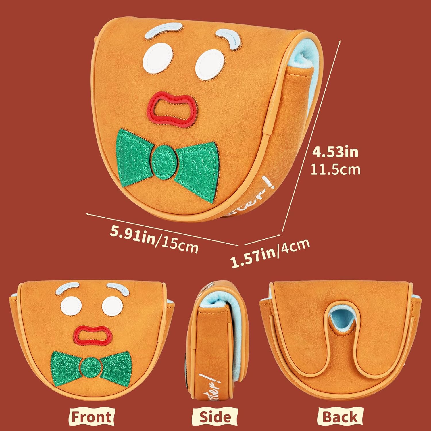 Funny Golf Club Head Cover Driver Headcover Fairway Wood Headcover Hybrid Club Head Cover Brown Monster Cookie