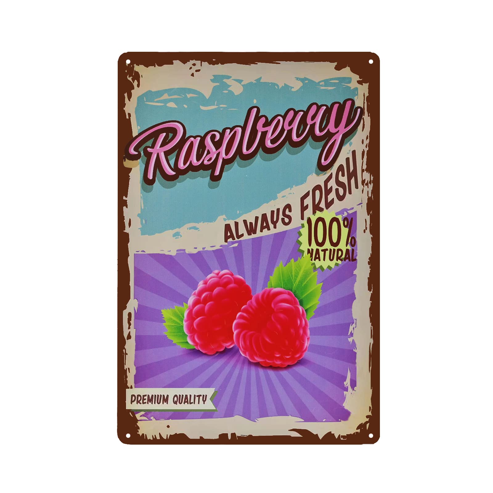 SMAZDFXX Vintage Raspberry Tin Sign - Fruit Metal Sign - Retro Decorative Sign Wall Decor Home Decor 12"x16"