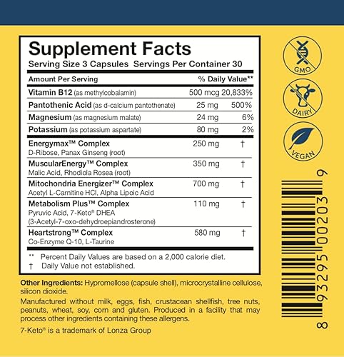 Miniatura 5 de Researched Nutritionals Vitaminas para hombres y mujeres, dúo de energía optimizada, apoyo suprarrenal y suplementos mitocondriales para promover