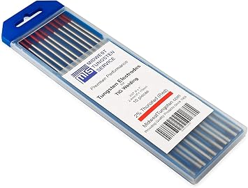 Midwest Tungsten Service Red 3/32" TIG Tungsten Electrodes - 2% Thoriated, 10-Pack WT20/EWTh-2