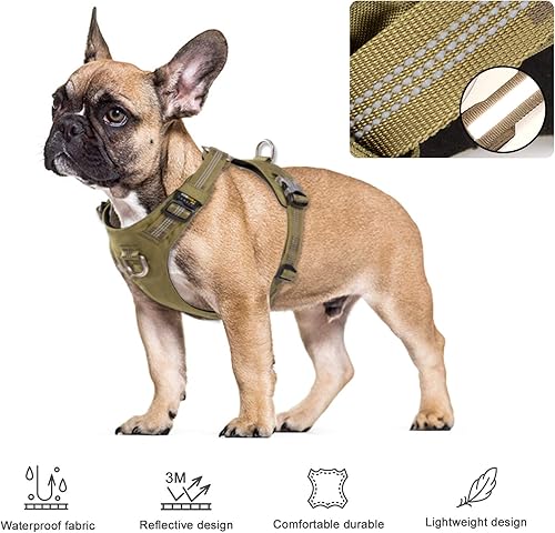 Miniatura 2 de ArmyGreen - Arnés de entrenamiento para perros grandes, medianos y pequeños, chaleco ajustable para mascotas, clip frontal, anillo en D, irrompible,