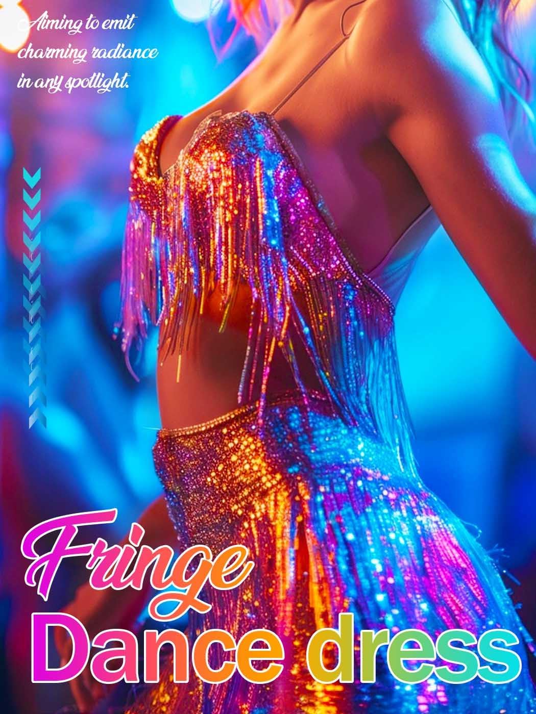 Nicute Women’s Sequin Fringe Dress Sparkly 1920s Flapper Dress Tassel Dresses Tango Ballroom Latin Costumes