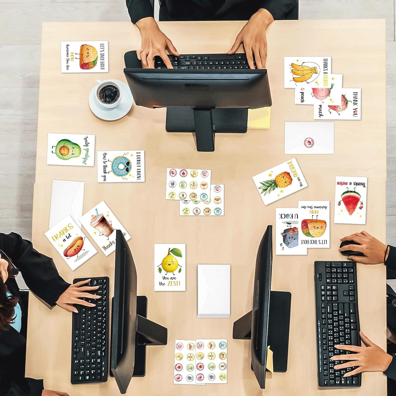 50Pcs Funny Thank You Cards With Envelopes & Stickers Employee Appreciation Cards Blank Inside Staff Cute Pun Card for Teachers Appreciation Kids Coworkers Business Assorted Greeting Card 6x4In - Image 7