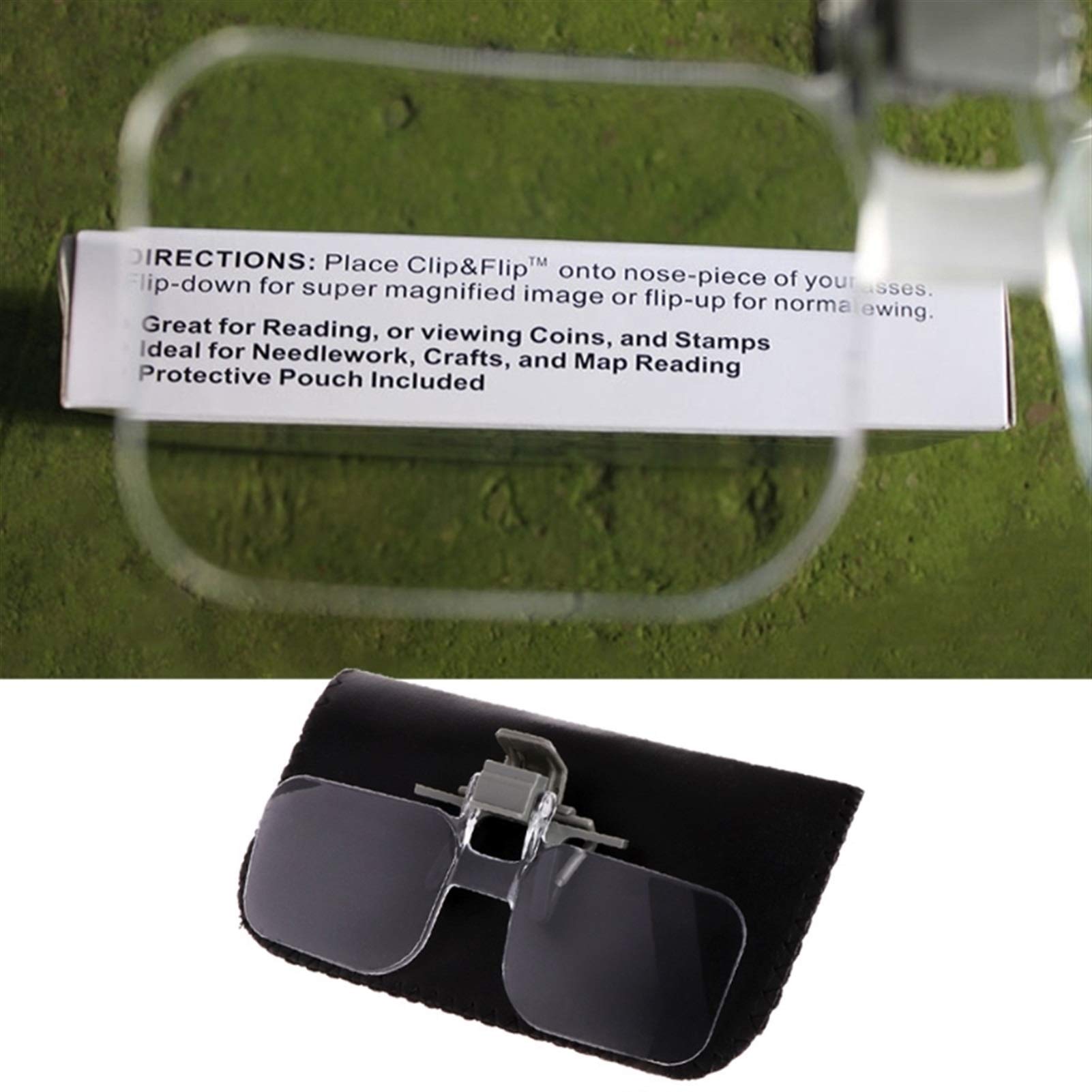 Lente d'Ingrandimento Stile Occhiali 2X con Clip per la Lettura