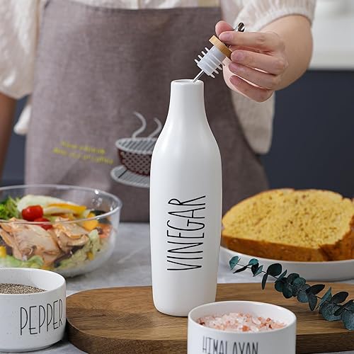 Miniatura 3 de HOMCDALY Botella dispensadora de vinagre de cerámica, botella dispensadora de aceite negro para cocina, gran capacidad de 16.9 onzas, dispensador de