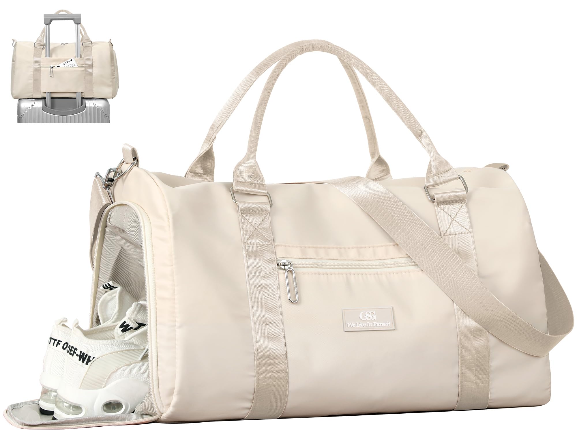 GSG SINCE 1998 Sports Gym Bag Womens Travel Bag with Shoes Compartment & Wet Pocket, Weekend Overnight Duffle Hospital Bag Carry On Holdall for Travel Swimming