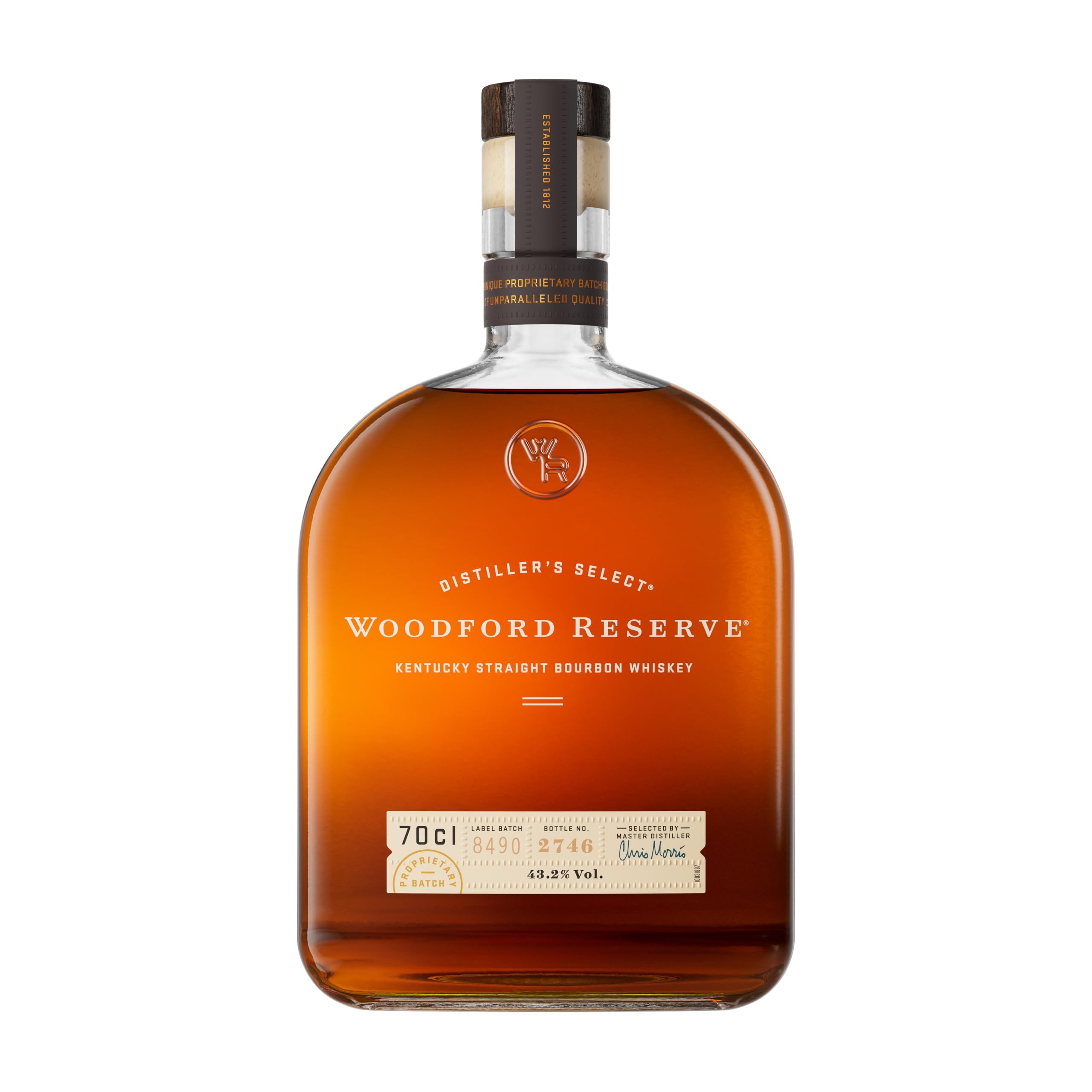 Woodford Reserve Bourbon Whiskey - Ein hochwertiges Geschenk - Perfekt ausgewogen mit würzigen und süßen Noten von Früchten und Vanille - 0.7L/43.2% Vol.
