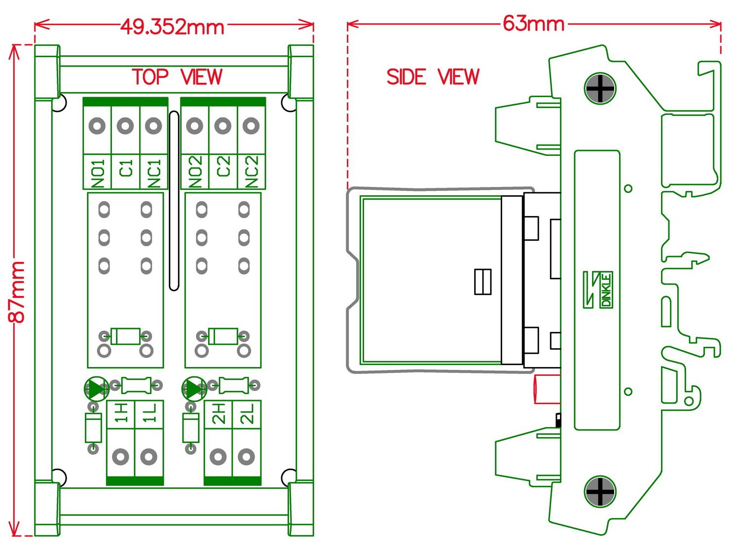 Electronics-Salon DIN Rail Mount AC/DC 24V Control 2 SPDT 16Amp Pluggable Power Relay Module, G2R-1-E
