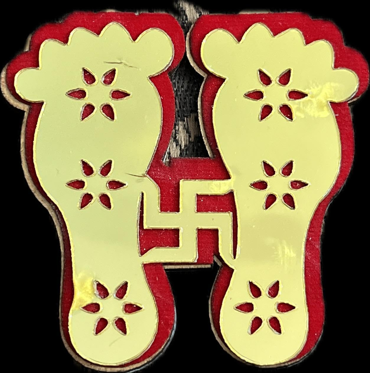 Lakshmi Mata Charan Paduka Floor Sticker for Diwali Puja (Set of 2) Laxmi Mata Charan Paduka for Door Entrance Office Pooja Samagri Acrylic Deepawali Puja and Decoration