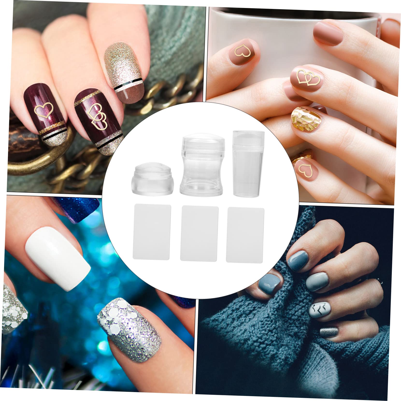 Healvian 9sets Timbratori Per Unghie Silicone Trasparente Con Raschietti Strumenti Per Manicure e Decorazioni Nail Art Facili Da Usare e Leggeri Per Creazioni Di Unghie Uniche