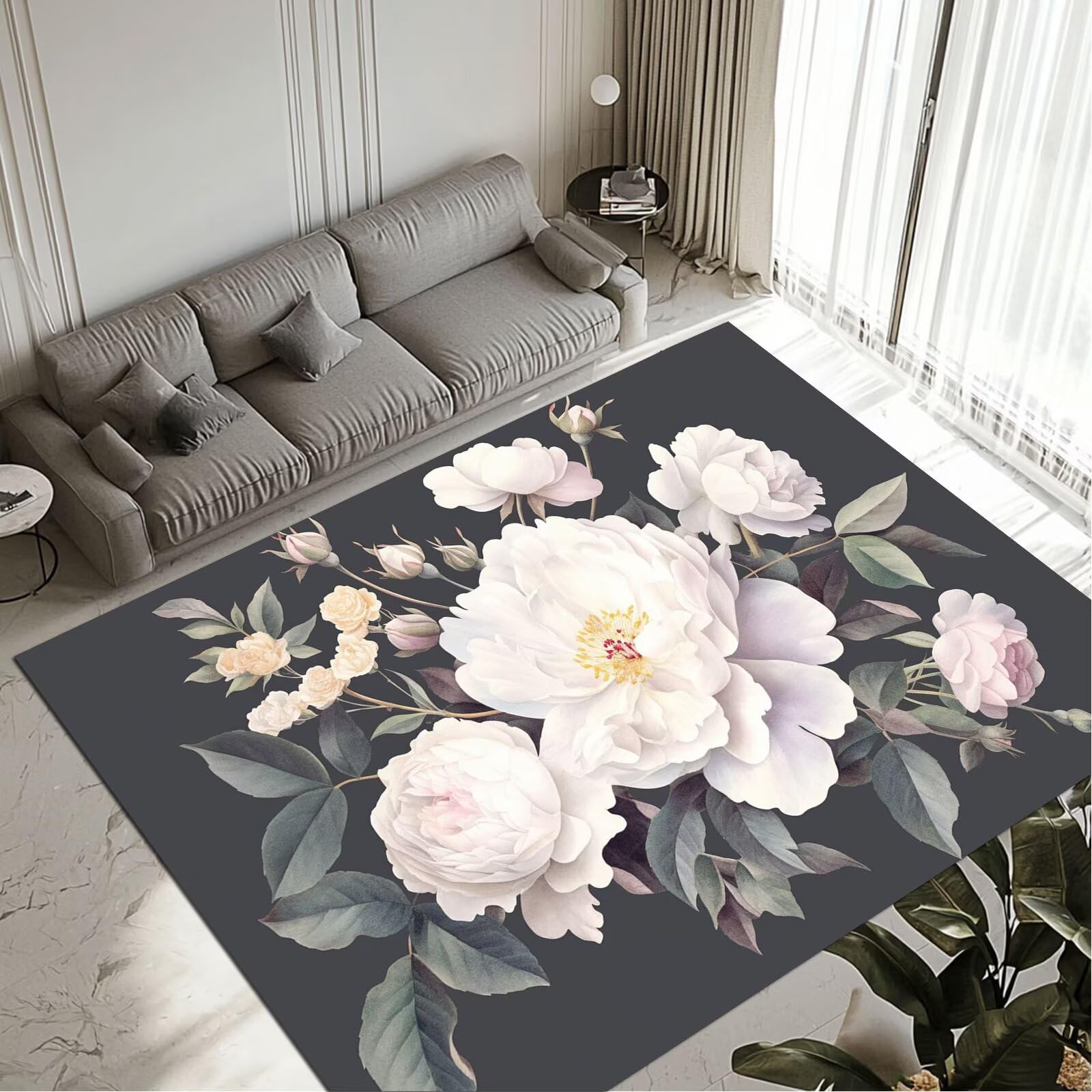 Tapis antidérapant Flower lavable 120x170cm fini les sols glissants