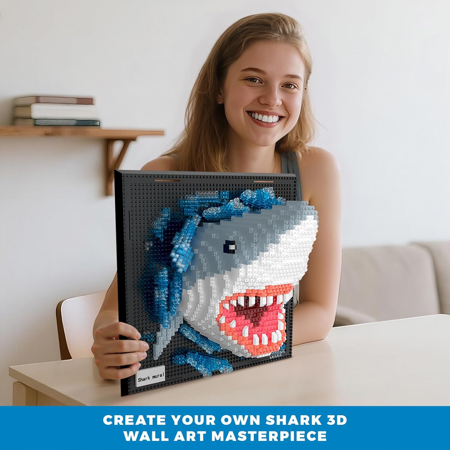 Loyratche Shark Animal 3D Wall Art Micro Mini Building Blocks Set, Unique Home Wall Decor or Table Display Ideal Birthday Toy for Adults - Image 5