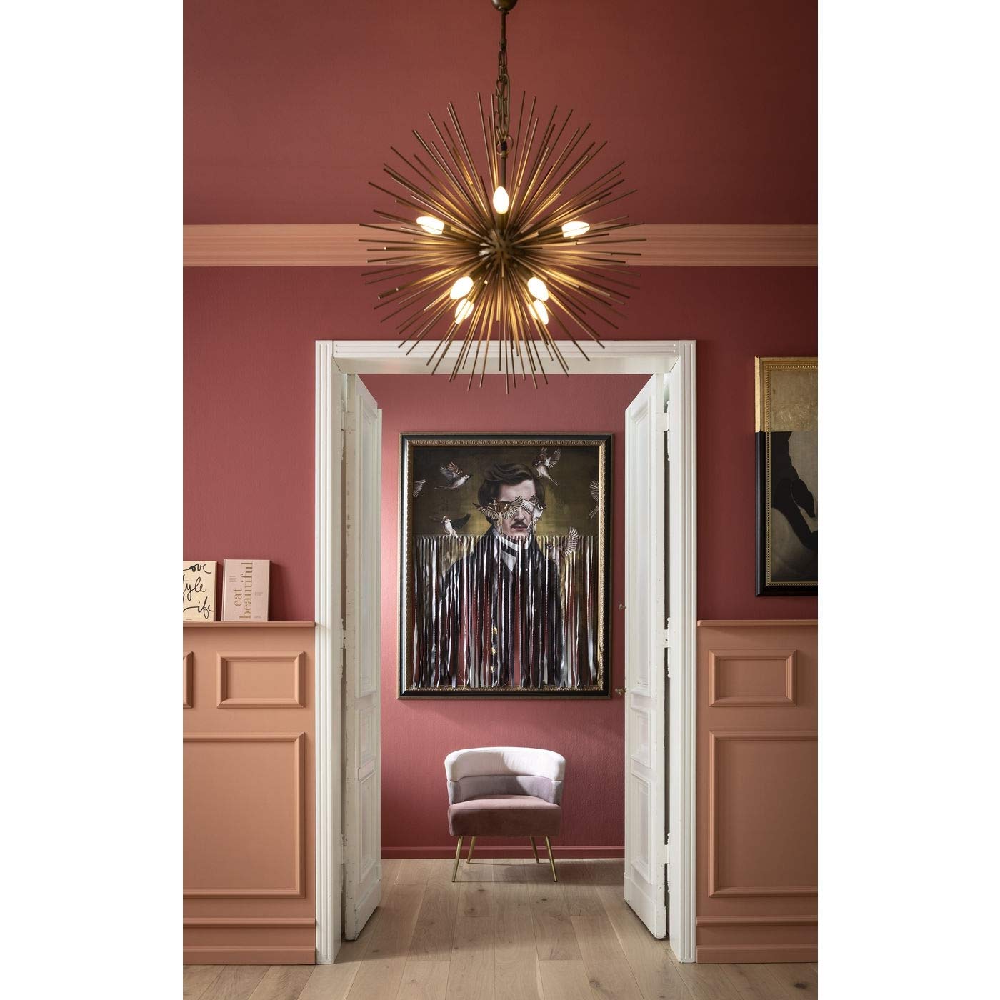 Kare Design Fauteuil Sandwich, Rose/Or, Aspect Velours, Pieds Acier, Style Élégante, Fauteuils Cocktail, Fauteil Salon, Deco Intérieur, Décoration Chambre, Maison, 74x65x64cm (H/L/P)
