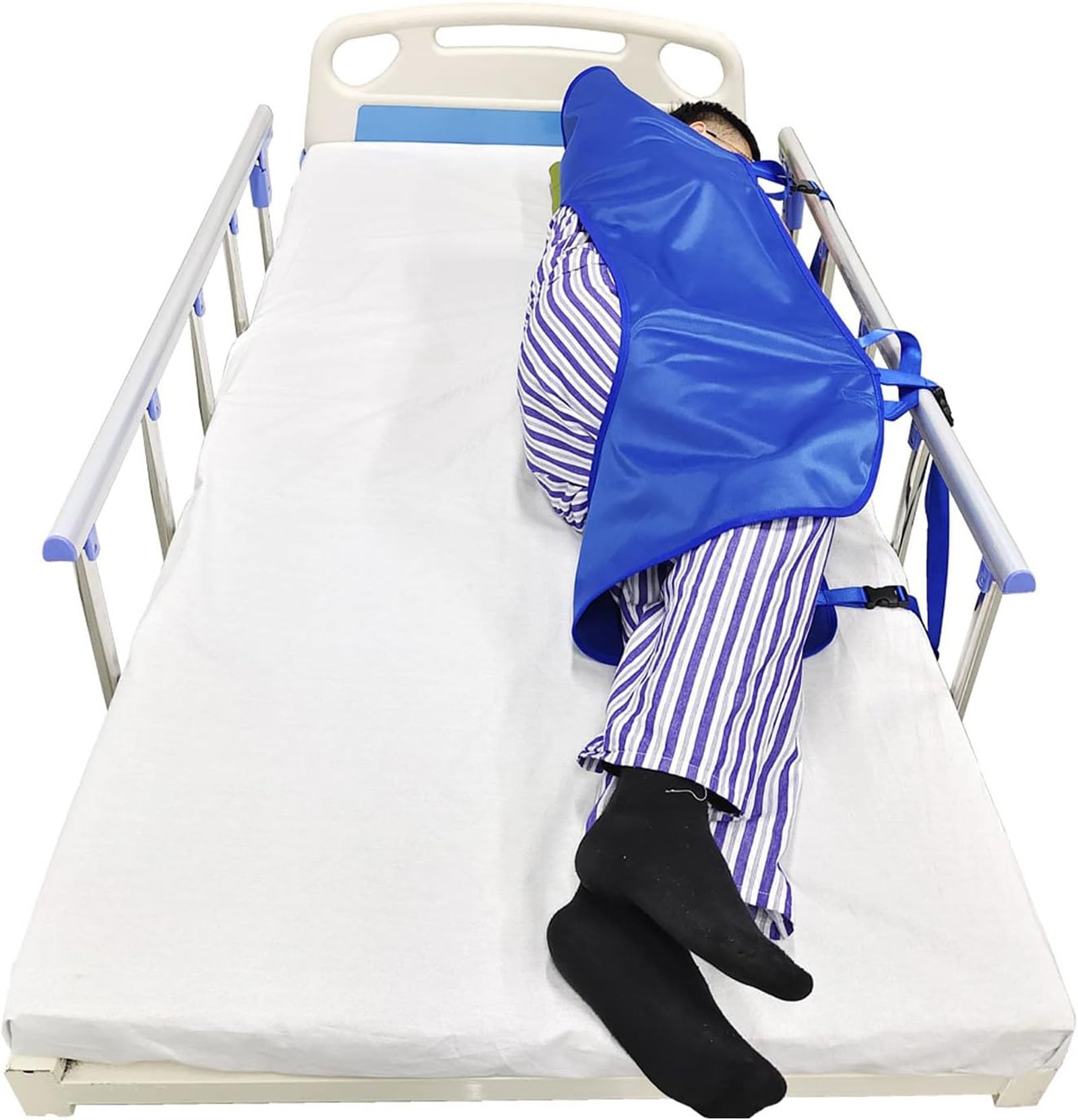 LZYANG Positioning Bed Pad with Handles, Prevent Bed Sore Hollow Out Body Fixing Help Turn Over Pad, Multipurpose Transfer Sheet for Turning, Lifting & Repositioning,for Elderly, Handicap(Medium)