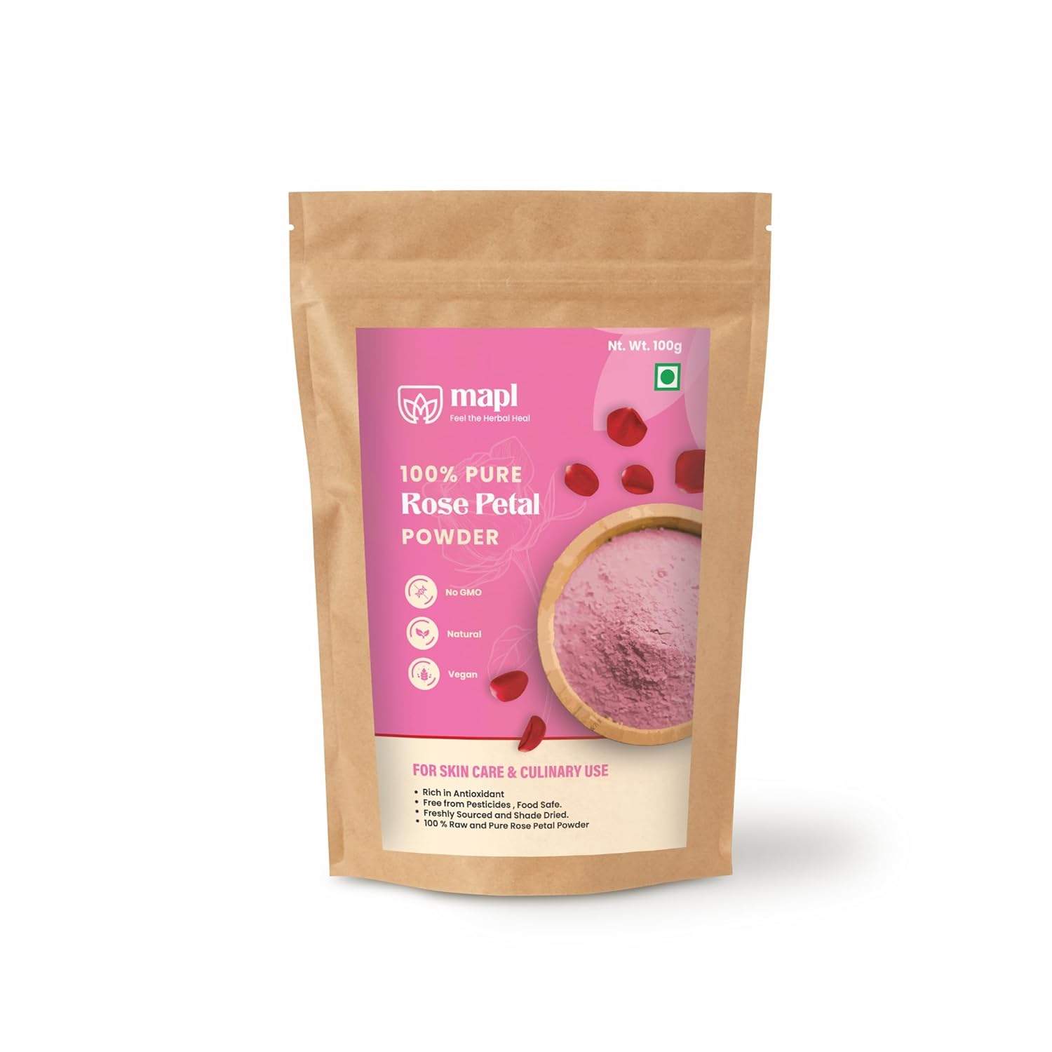 MAPL Organic Rose Petal Powder for Face Mask & Skin Care
