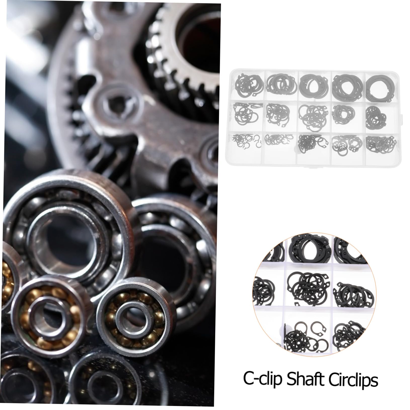 Unomor 175pcs Steel Circlip Snap Ring Assortment C-type Retaining Ring External Snap for Shaft and Machinery Mounting