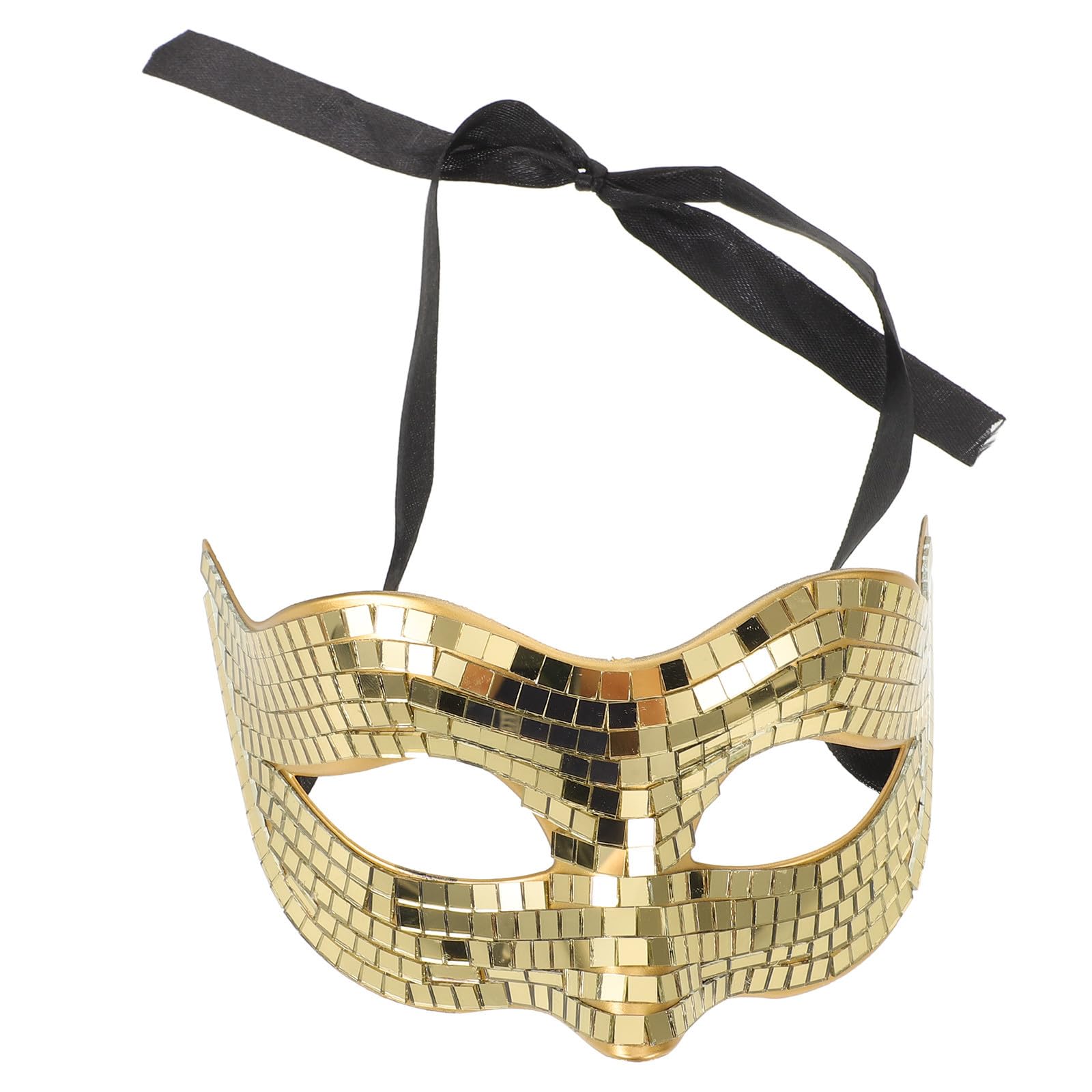 BESPORTBLE Disco Ball Face Mask with Comfortable Fit and Unique Pvc Design for Halloween Party and Carnivals, Half Face Mirror with Versatile Use in Golden Colour