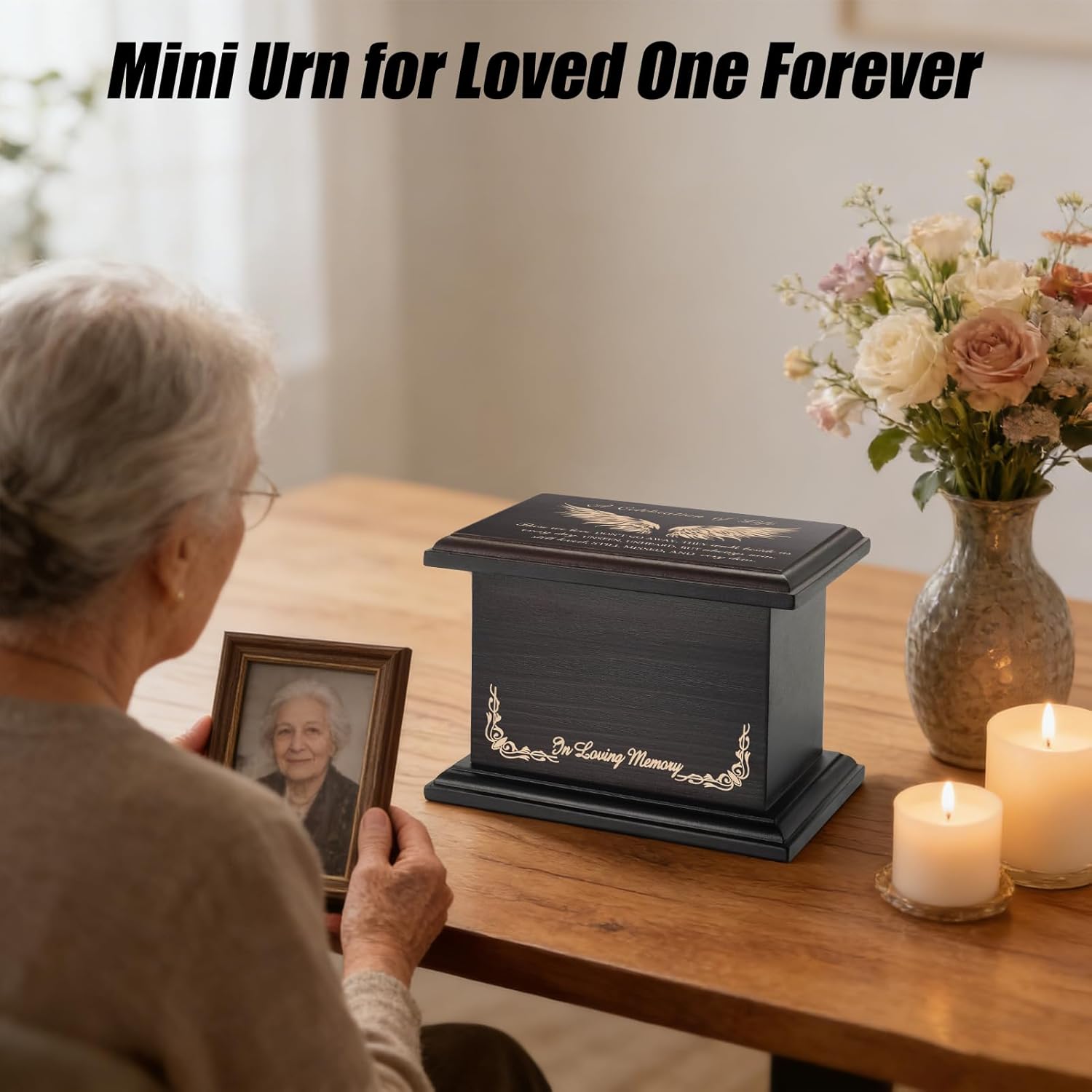 SOITIS Cremation Urns for Human Ashes 3.94 Inches Small Urn for Human Ashes Keepsake Wooden Box Funeral Mini Casket for Ashes Burial Urn for Women Men Memorial Small Size Urns Box - Image 5