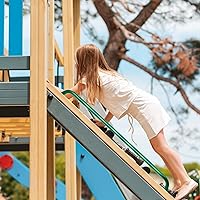 Vista 3 de Lounsweer 4 piezas de accesorios de parque infantil, asas de seguridad de metal verde, mango de escalera para casa de juegos, mango largo verde