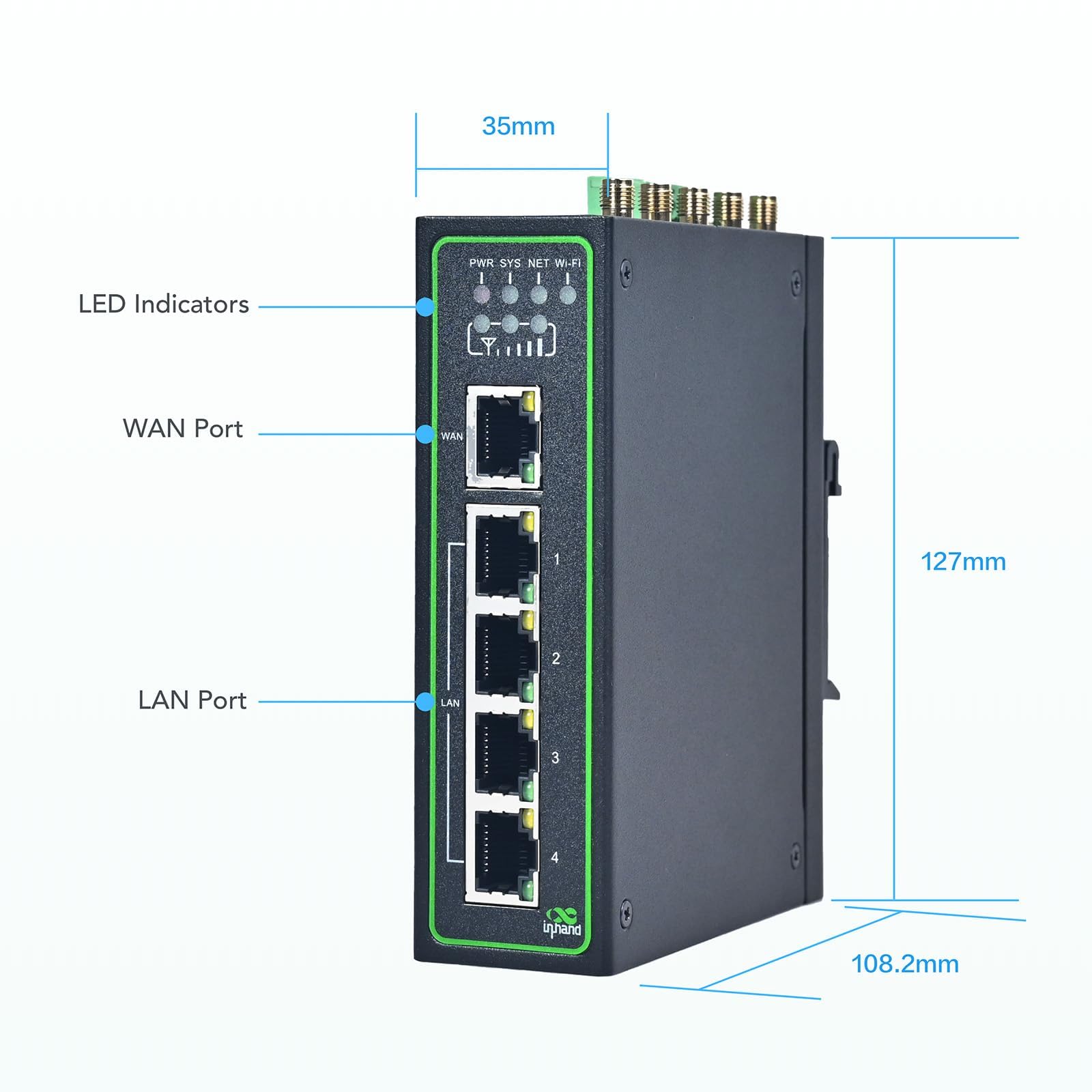 InHand Router industriale di Iot LTE 4G VPN delle reti IR305 (porto GNSS & IO)
