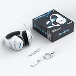 BINNUNE Wireless Gaming Headset with 2.4GHz for PS5, PC, Switch, FPS Gamers, 120Hrs+ Bluetooth 5.3 Gaming Headset with Noise Canceling Mic, 50MM Gaming Headphones (White)