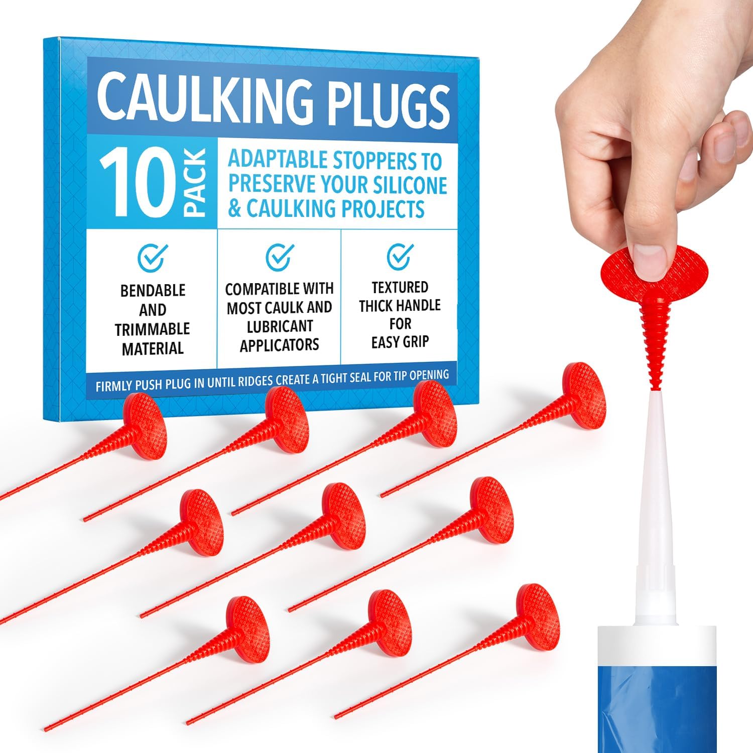 IMPRESA [10 Pack] Caulk Saver Caps Plugs Caulk Tube Sealer Caps Tool