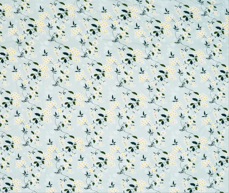 Image of NHD HOME Premium Cotton Elastic Fitted Bedsheets with 2 King Size Pillow Covers Double Bed with All Around Elastic Supersoft Size - 72 x 78 +10 inches Floral Pattren Aqua and Green 200 tc - 220 tc