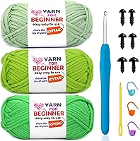 Vista 53 de Hilo de Ganchillo para Principiantes Verde Manzana Hilo de Algodón para Tejer y Tejido - Kit de Ganchillo para Principiantes - 3 * 50g