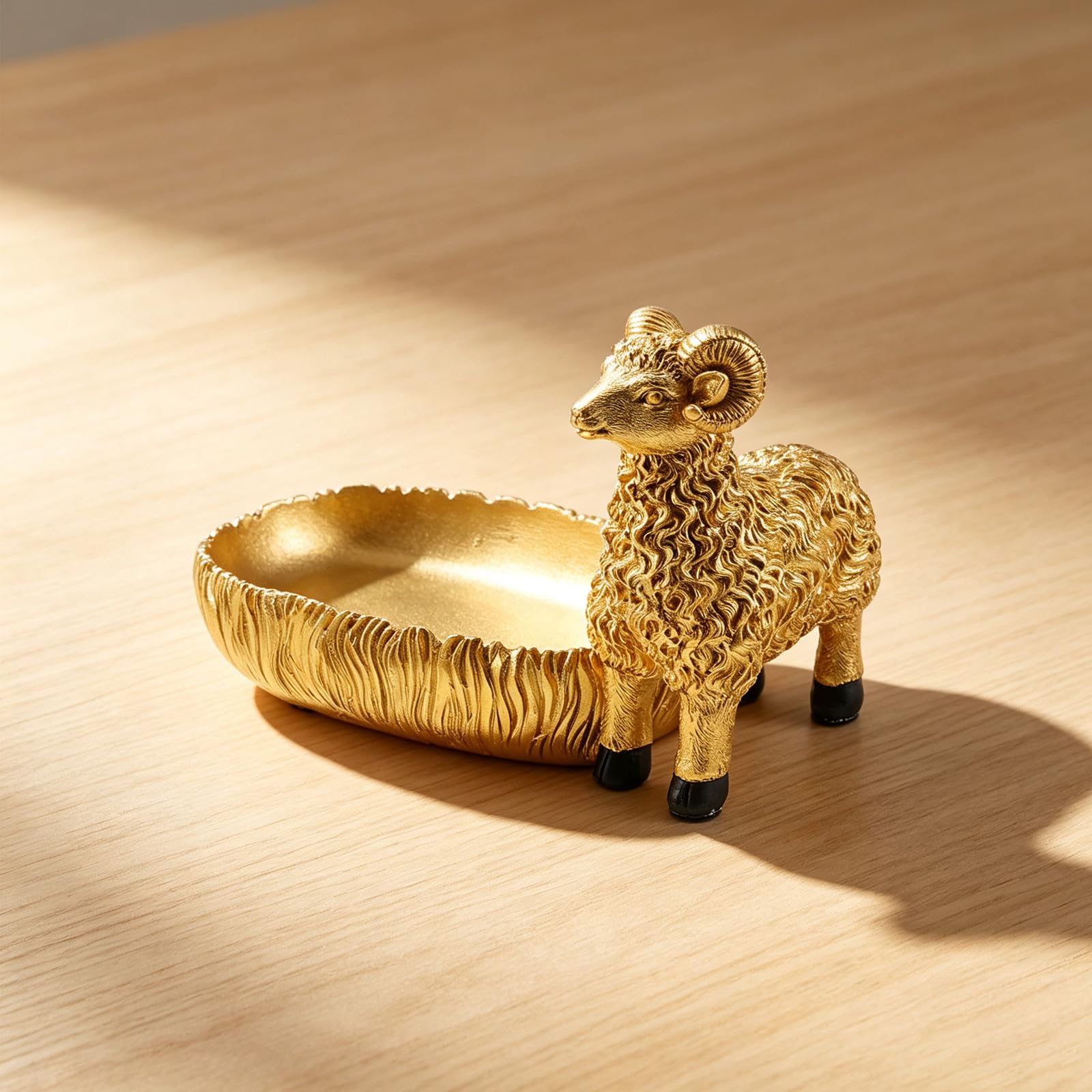 UKCOCO Bandeja de Escritorio para Joyas con Figura de Oveja, Escultura de