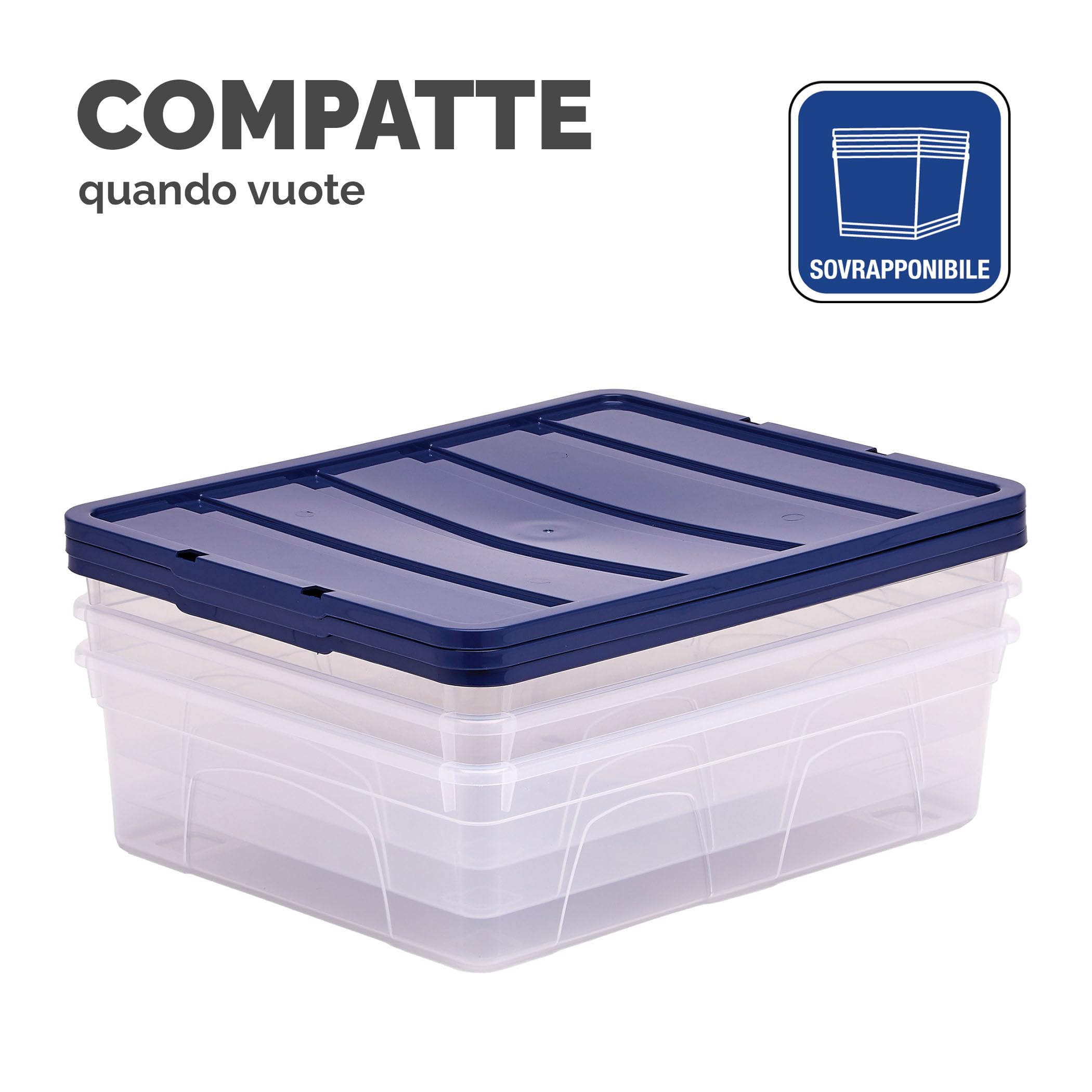 Bankers Box 12L scatole in plastica in confezione da 3, BPA-Free con coperchi riciclati al 100%, impilabili, coperchio anti polvere, 11x32x40cm, ideali per organizzare la casa e l'ufficio
