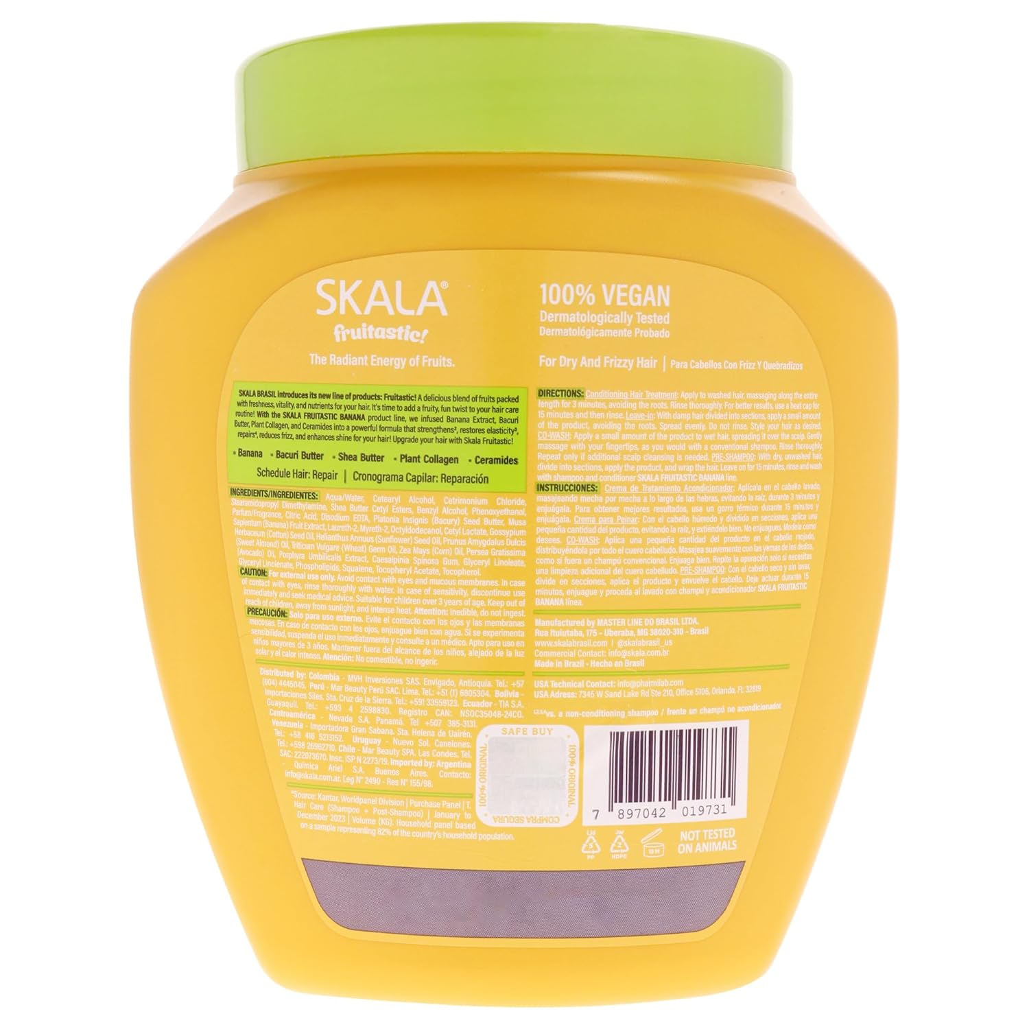 SKALA Banana 2 in 1 Treatment Cream & Leave In Conditioner for All Hair Types, Vegan Hair Mask with Banana & Bacuri Extract, Deep Hydration Mask for Frizz Control, No Parabens or Silicones, 1000 g