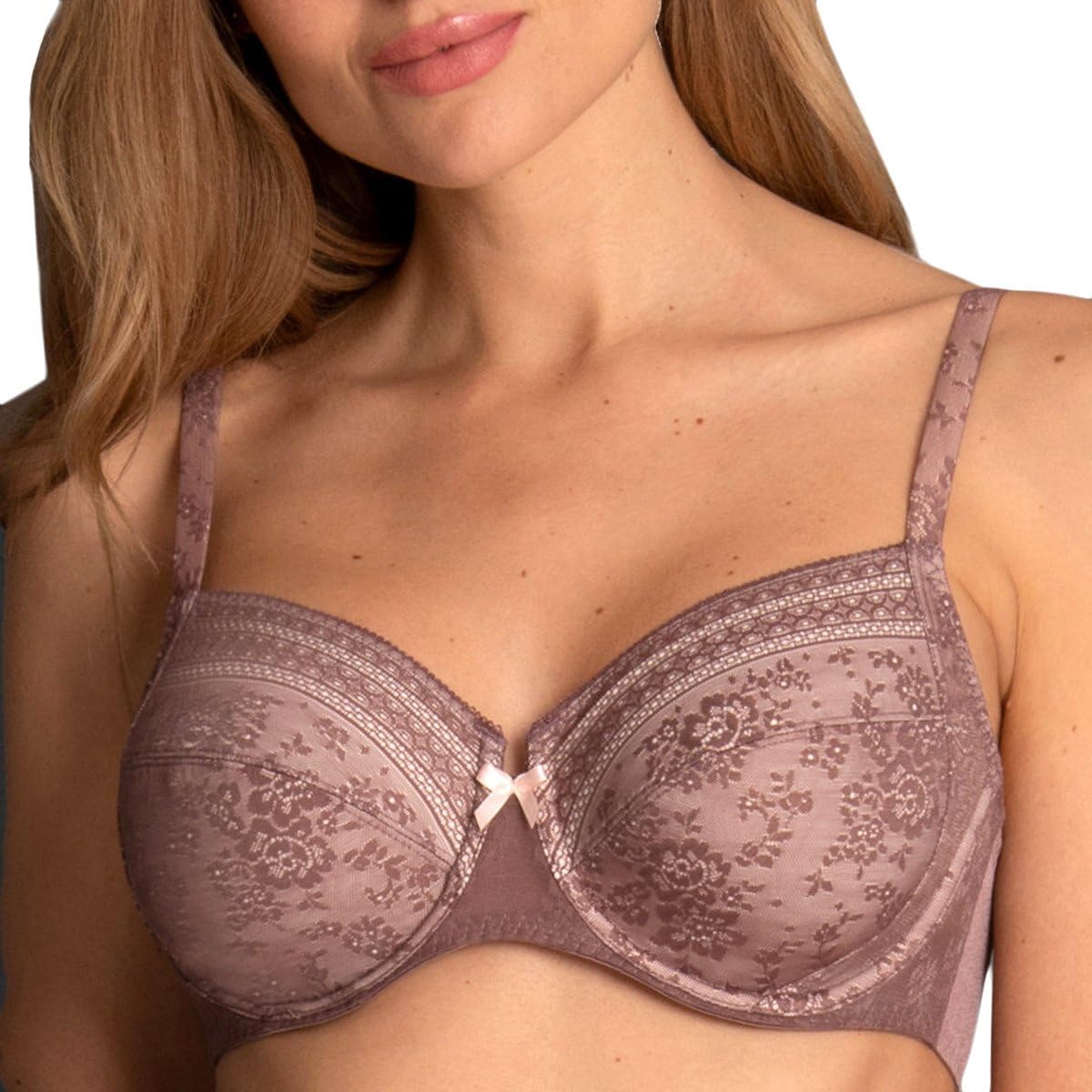 Rosa Faia Women's Berry 5653-769 Fleur Pink Floral Lace Underwired Support Full Cup Bra 34F