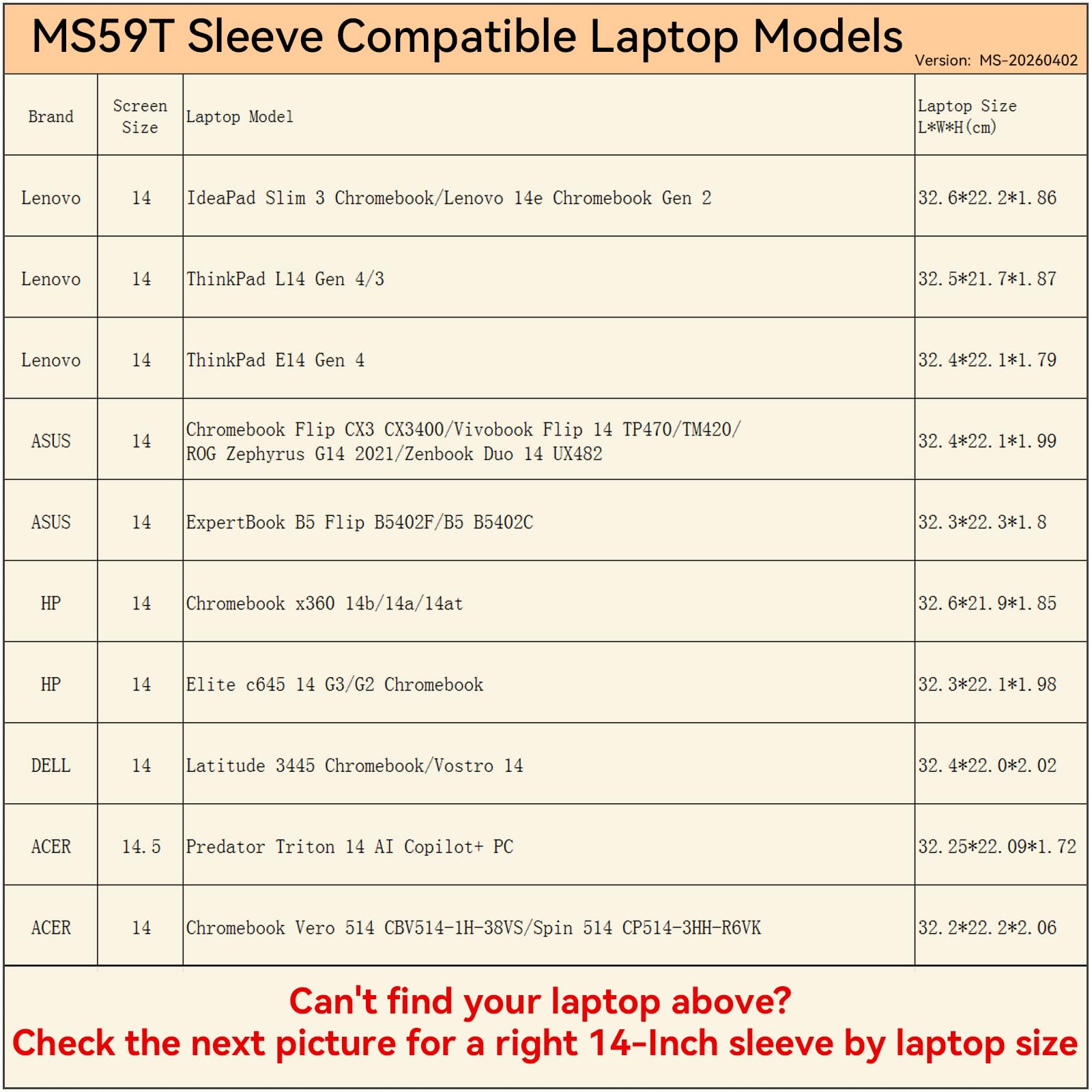 Smatree MS59T Protección rígida 14 Pulgadas Funda para portátil Compatible con Lenovo ThinkPad L14/IdeaPad, HP Chromebook/Elite, para DELL Latitude/Vostro 14, ASUS Zenbook/ExpertBook, Acer Chromebook