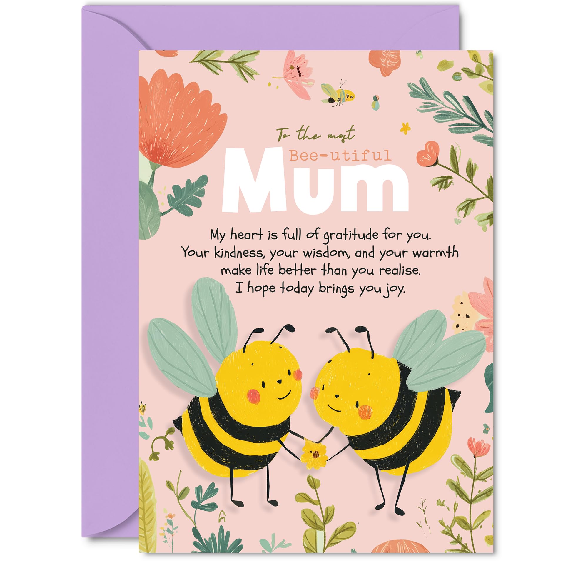 Mum Birthday Card - My Heart Is Full - Happy Birthday Card for Mum from Son Daughter, 5x7 Inch Warm Sentimental Mother's Day Greeting Cards