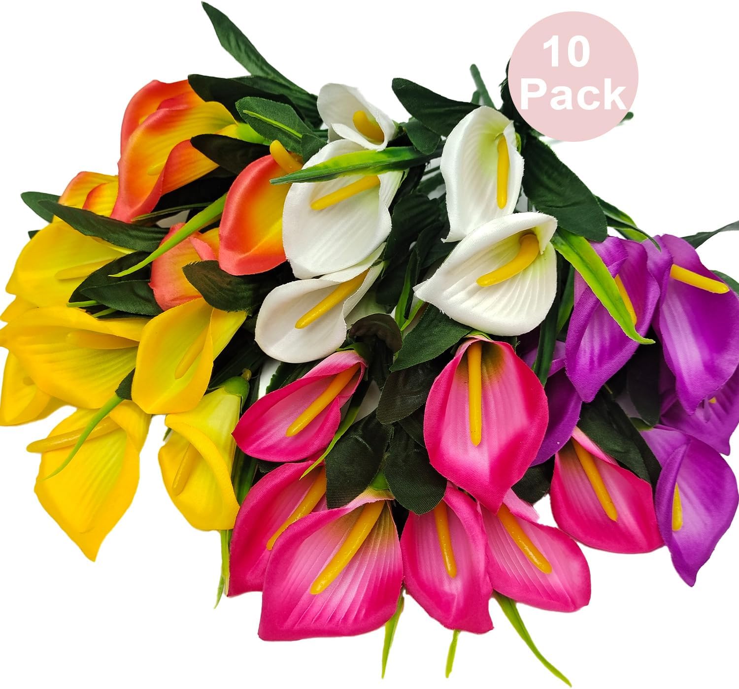 10 Bundles Outdoor Artificial Flowers Fake Silk Calla Lily Flowers UV Resistant Realistic for Home Outside Garden Porch Patio Potted Planter Window Box Indoor Table Decoration