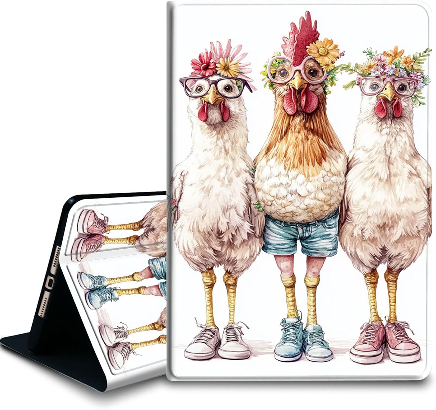 Bxgolkgd Tablet Case for iPad 11 inch (A16) 2025/ iPad 10th Generation 2022 (10.9 inch),Shockproof Stand Cover with Heat Dissipation,Auto Wake/Sleep Function,Cute Cartoon Chicken