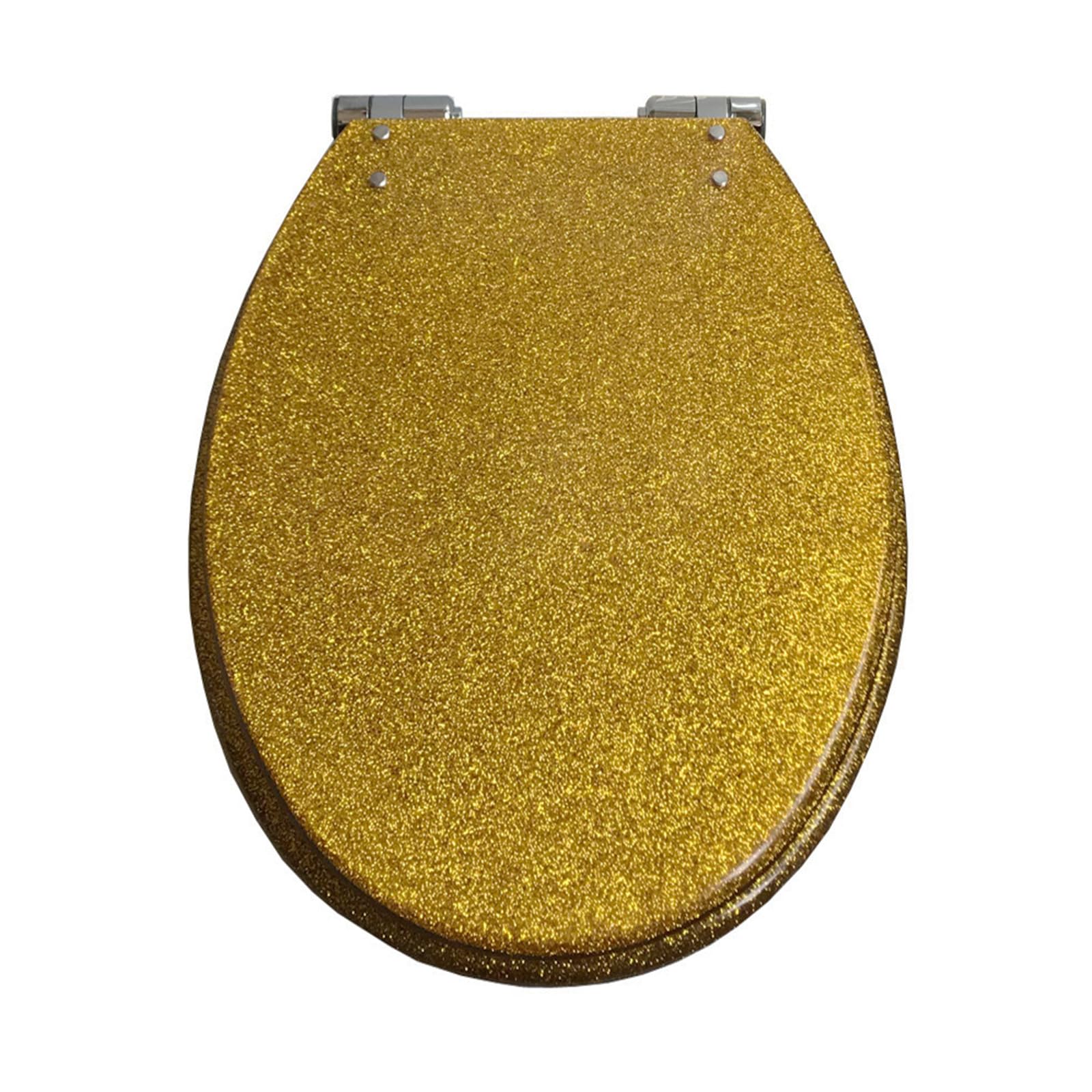Dryfal Gold Glitter Toilet Seat Soft Close Top Fix/Blind Hole Fix/Standard Fix Toilet Seat, Resin Toilet Seat With Sparkly Glitter, Quick Release Hinge,