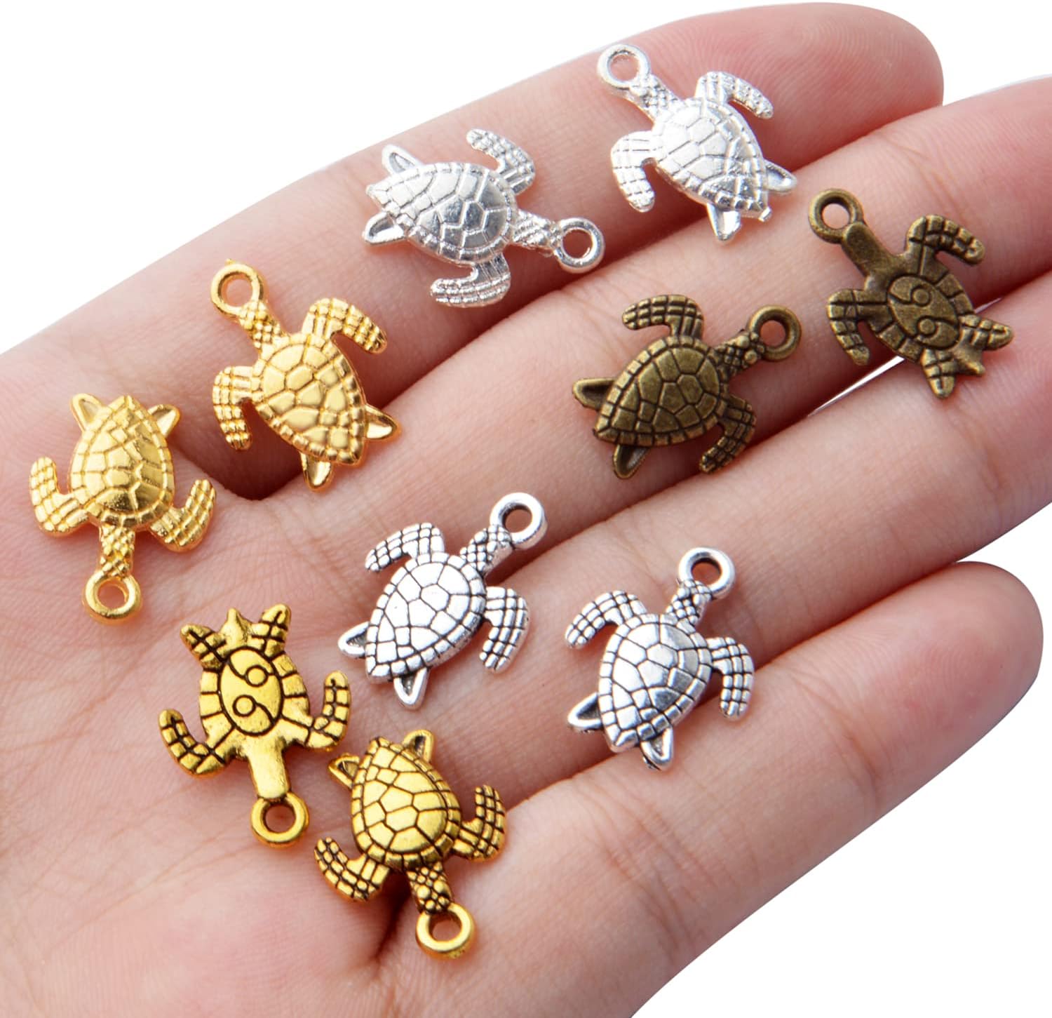 Aylifu 60pcs Sea Turtle Charms Alloy Tortoise Charm Pendant for DIY Necklace Bracelet Jewelry Crafts Making Accessories,5 Colors - Image 7