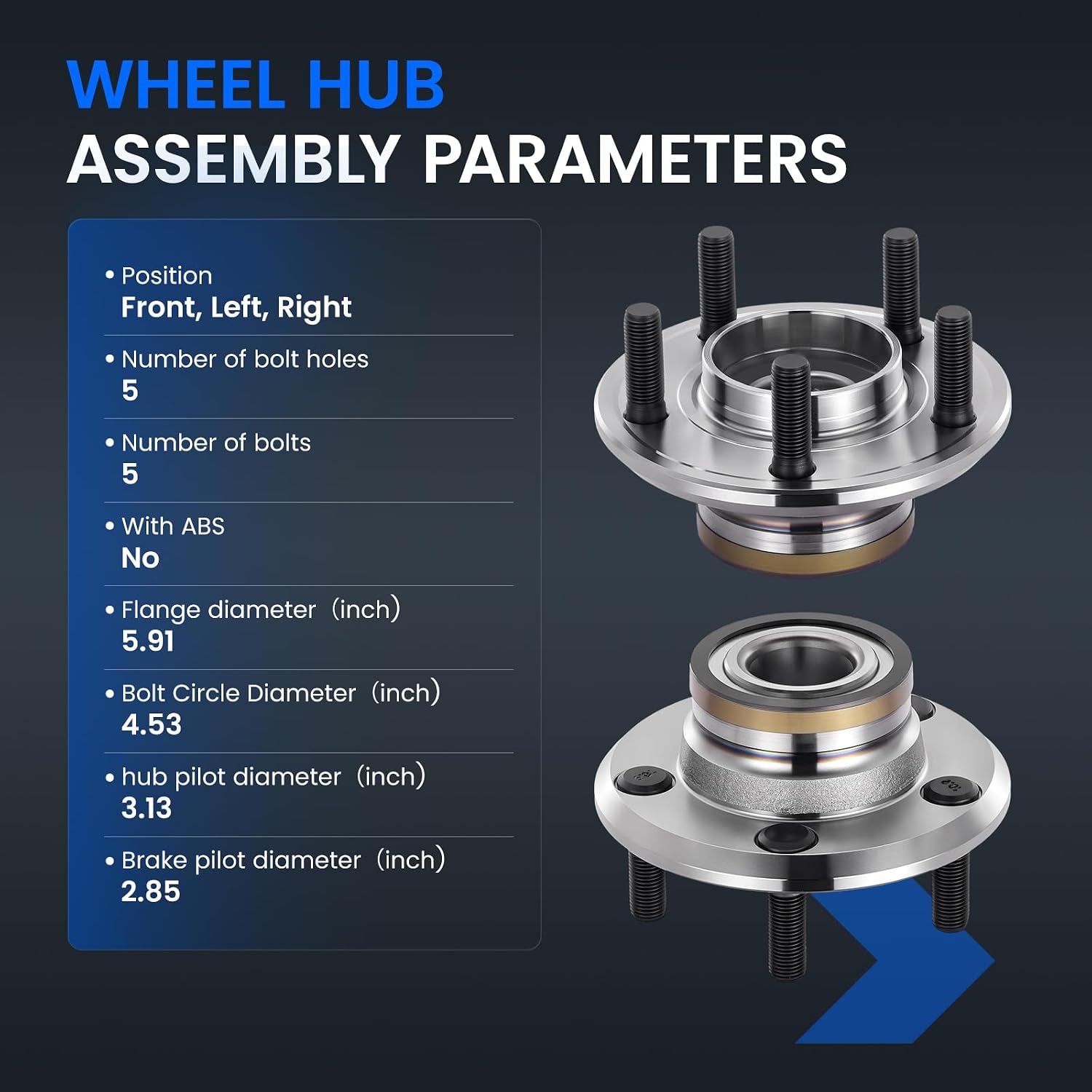 513224 Front Wheel Bearing and Hub Assembly Compatible with Chrysler 300 2005-2014, Compatible with Dodge Challenger Charger 2008-2014, for Magnum2005-2008, 2PCS