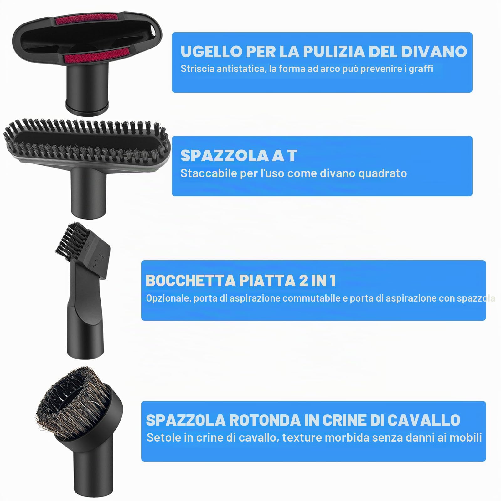 7 Pezzi Accessori Aspirapolvere Set,Generale Spazzole per Aspirapolvere Adatto per aspirapolvere con diametro da 32 mm a 35 mm per la pulizia di biancheria da letto, divani/auto