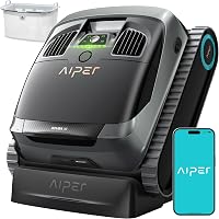 AIPER Scuba X1 Cordless Pool Robot with Powerful Suction, Double Filtration and Wireless Charging Dock, Floor/Wall/Waterline Cleaning, 185 Mins Runtime for Above & In-Ground Pools, Dark
