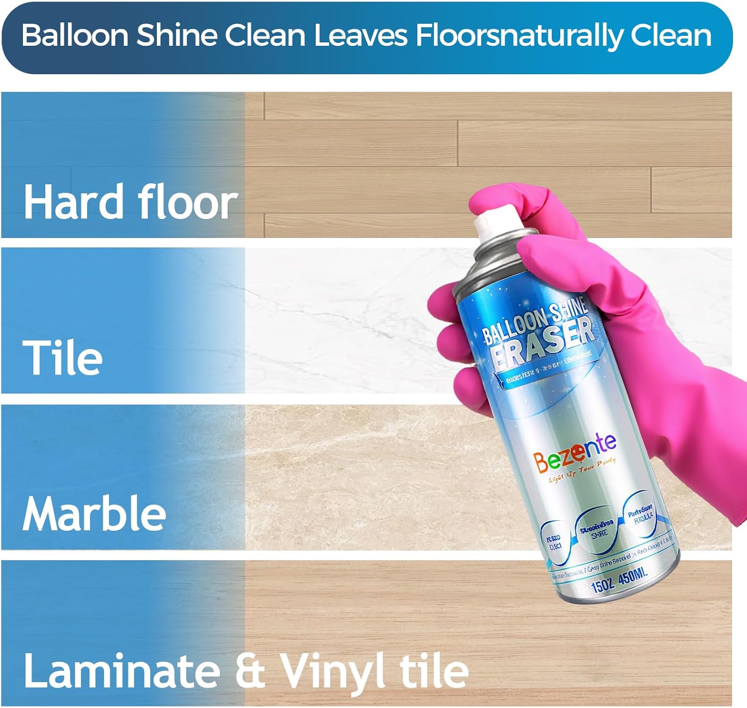 Bezente Balloon Shine Spray - 15 oz Lemon Scent and Balloon Shine Cleaner Spray - 15oz